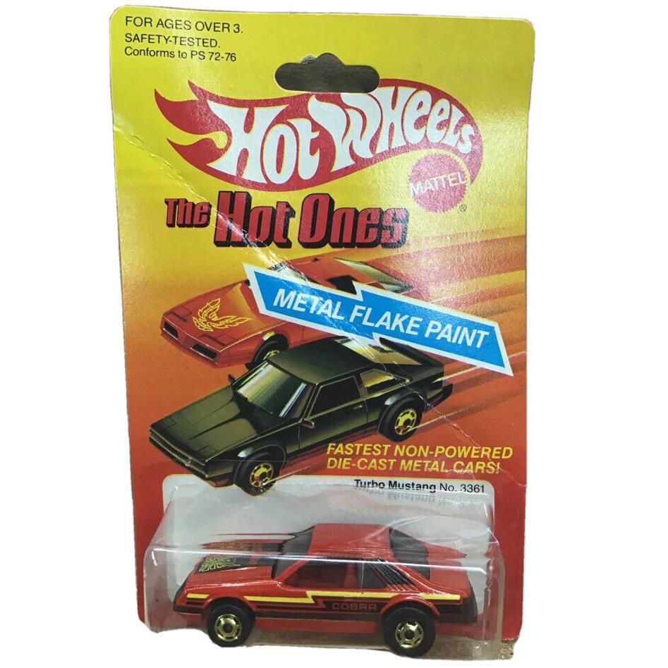 1982 Hot Wheels The Hot Ones Turbo Mustang Red - in Card - Red