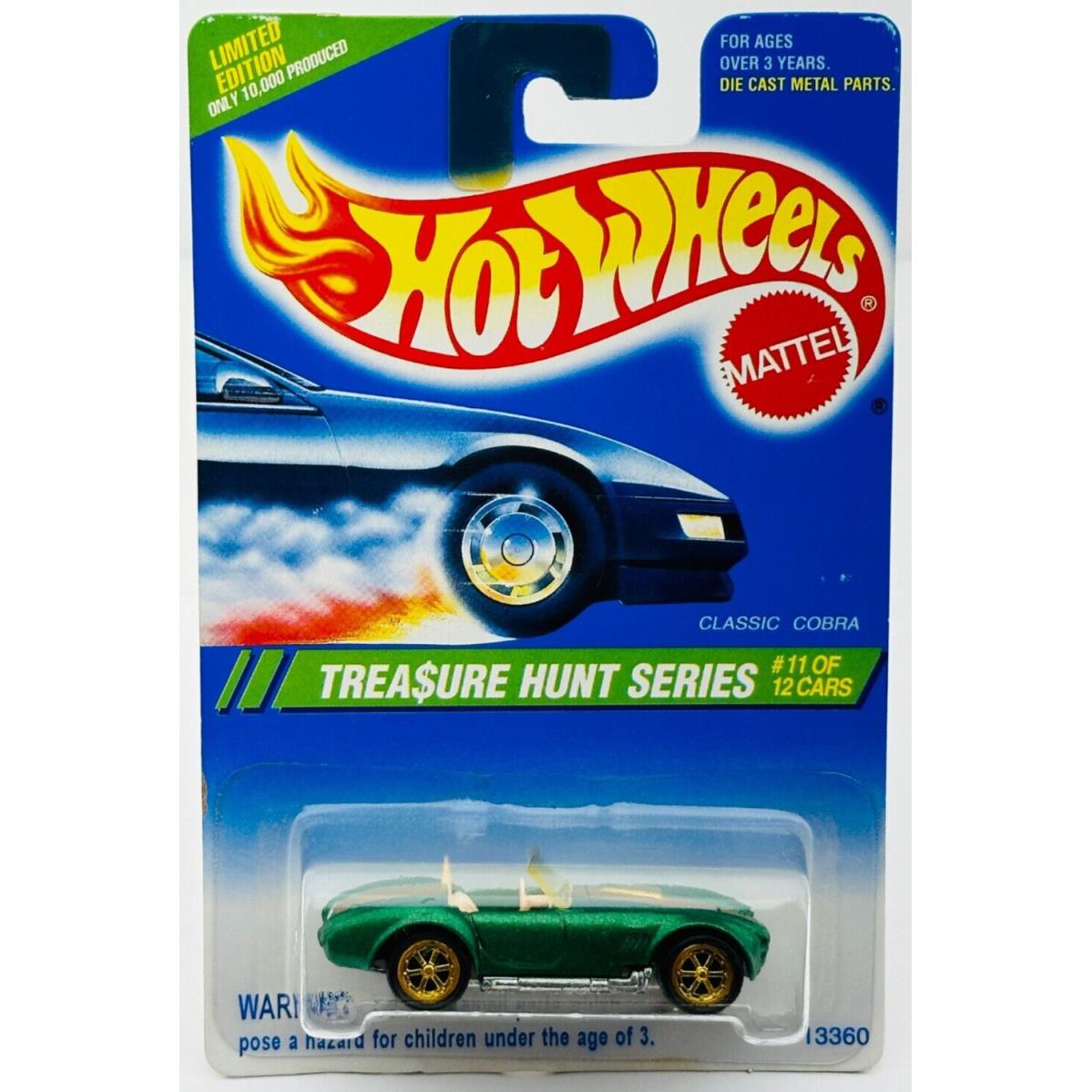 Hot Wheels 1995 Treasure Hunt Classic Cobra Green in Blister