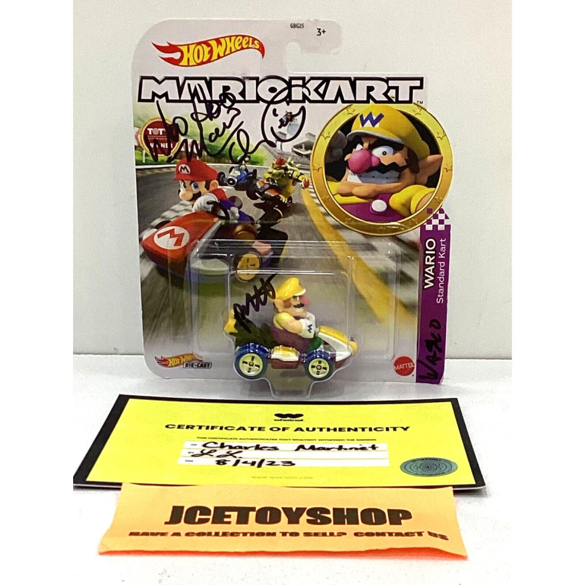 2020 Mattel Hot Wheels Mariokart Wario Standard Kart Signed Charles Martinet Coa