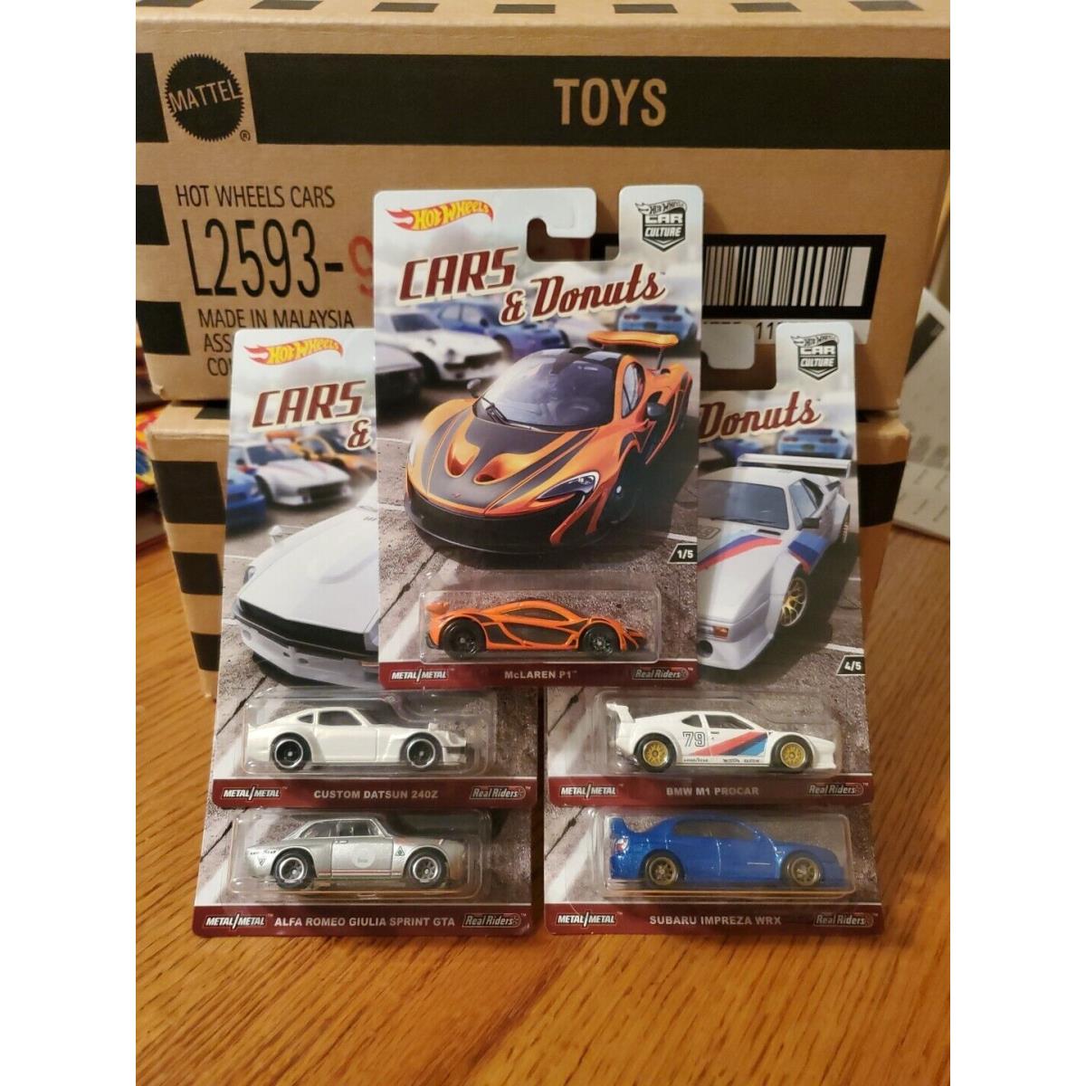 Hot Wheels Car Culture Cars Donuts Series Complete Set - 5 Subaru Impreza Wrx