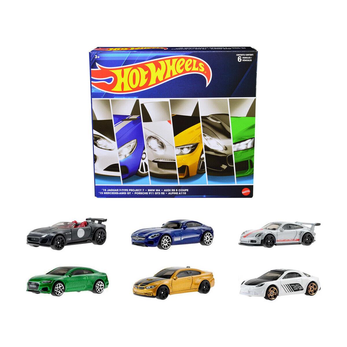 Hot Wheels European Theme 6 Piece Set Diecast Model Cars HGM12-9680C