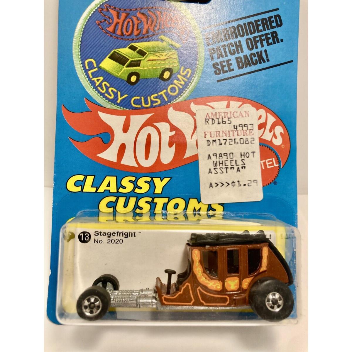 Stagefright Hot Wheels 1977 bw Classy Customs Patch Card No 2020