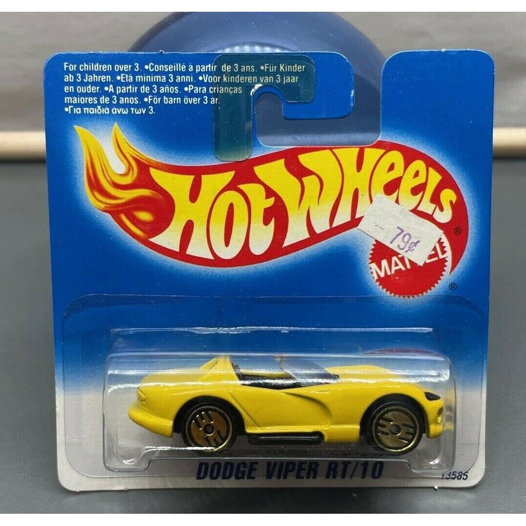 Hot Wheels 1995 Dodge Viper RT/10 Yellow W/ Gold UH Wheels Short Card Internatio