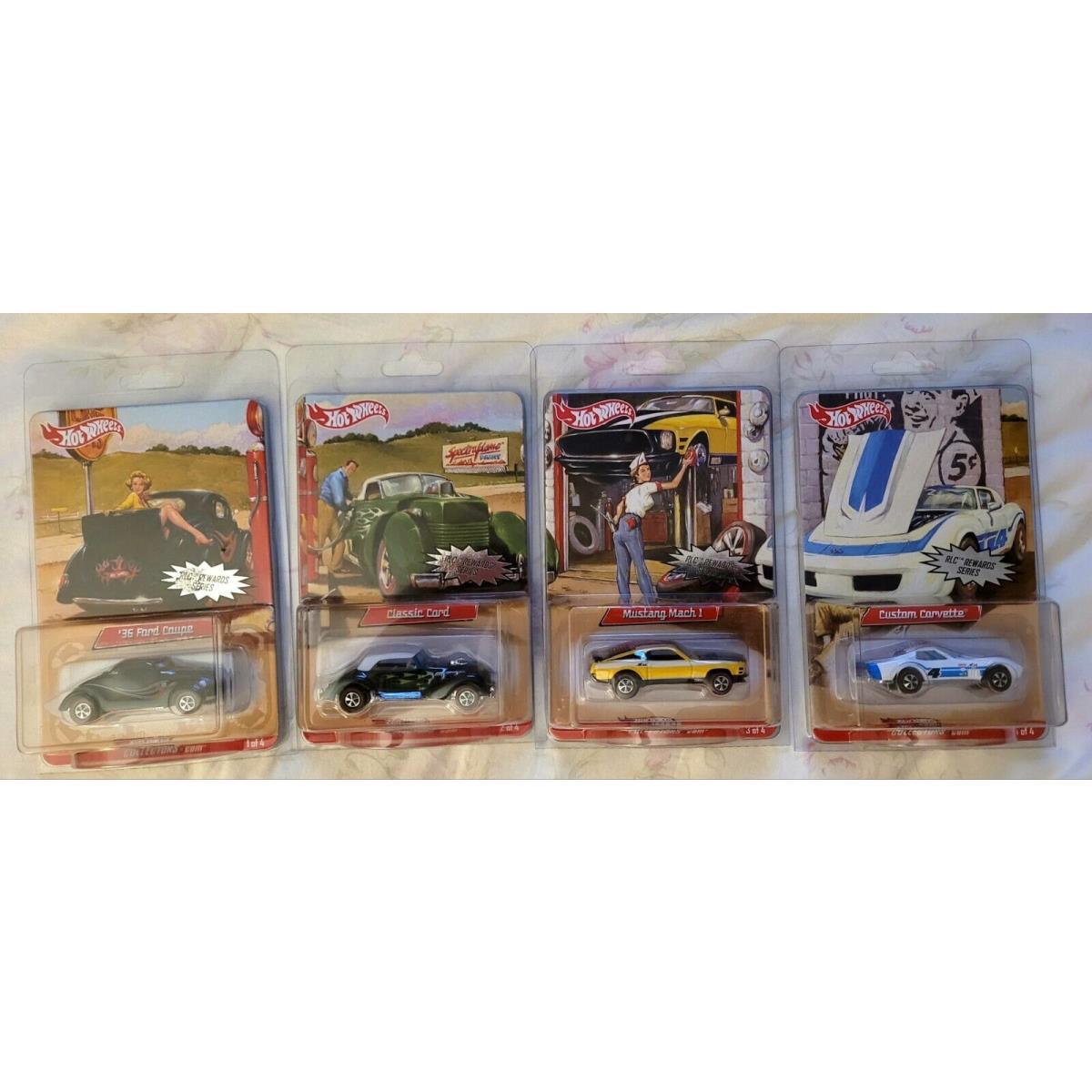 2007 Hot Wheels Rlc Rewards Series 4-Car Set - Cord Mustang Corvette Ford Nos