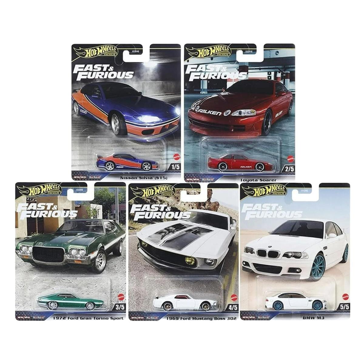 2024 Fast Furious Premium Diecast Car Complete Set of 5 Vehicles From