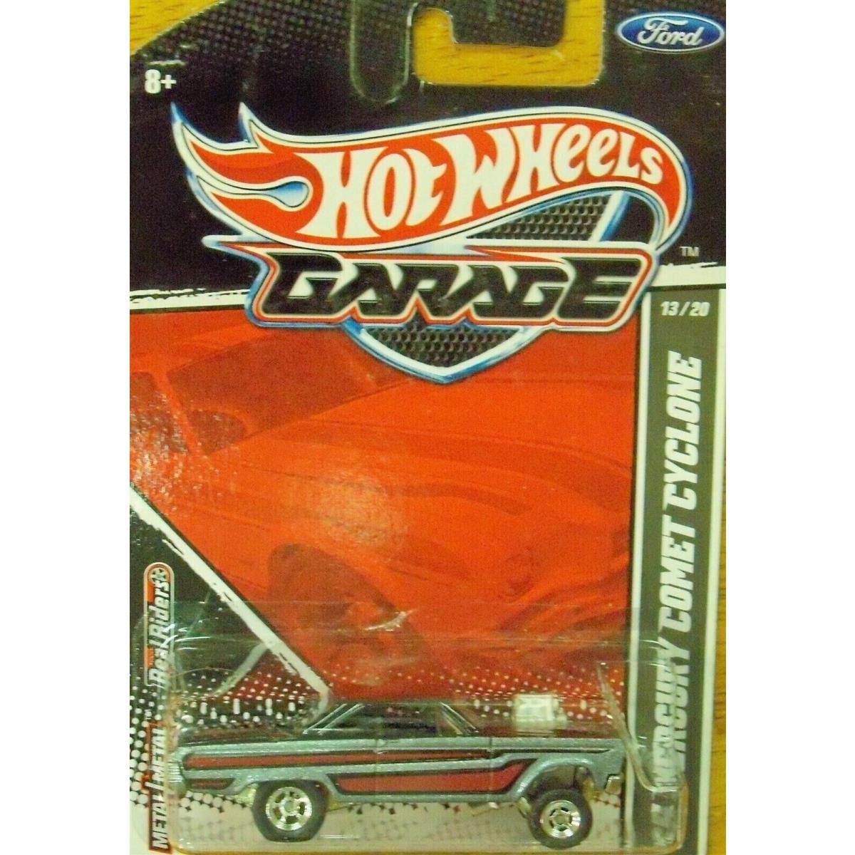 Hot Wheels Garage `65 Mercury Comet Cyclonew/ Real Riders Gray Silver Red Black