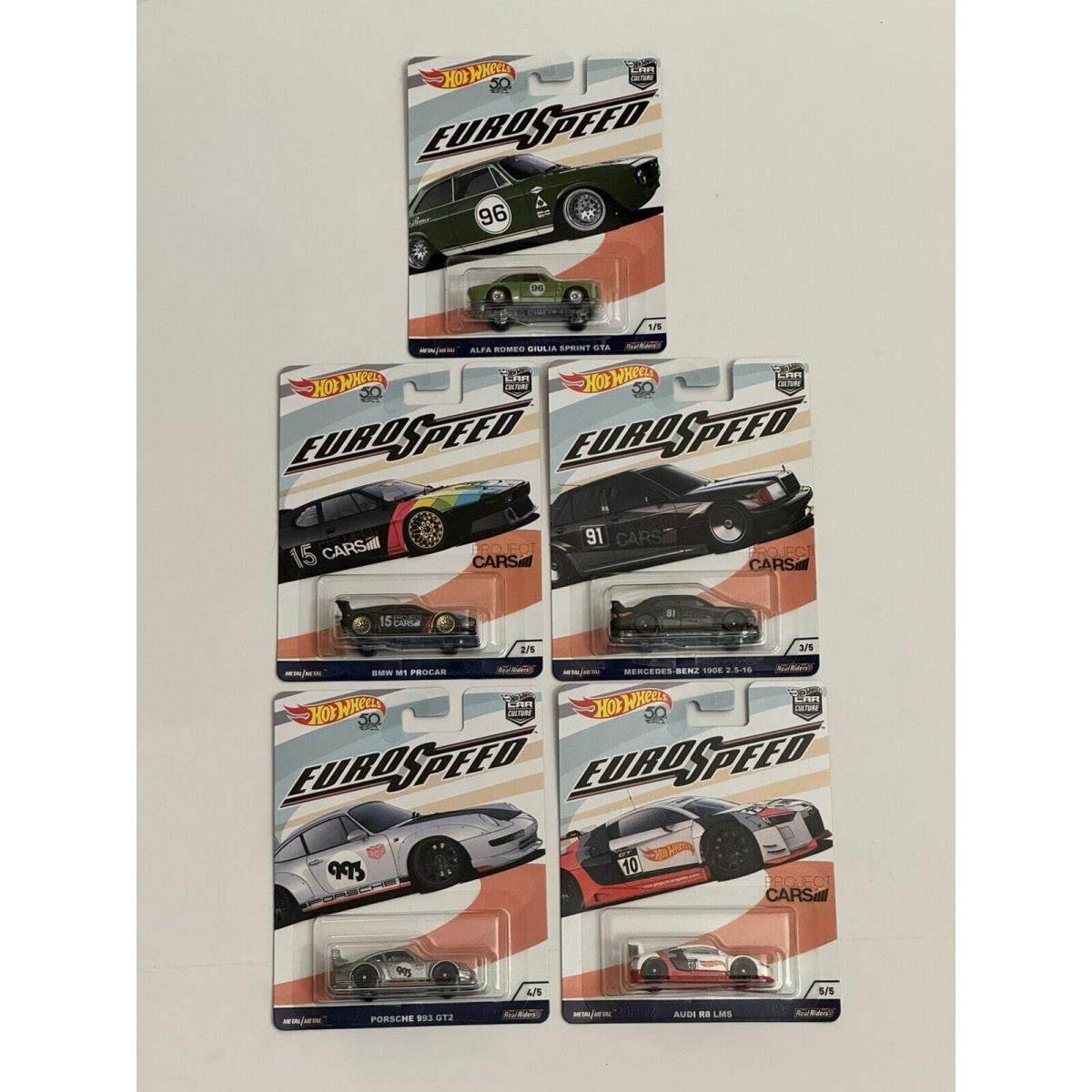 Hot Wheels Premium Car Culture Euro Speed Set - Complete Set of 5 Cars Nip