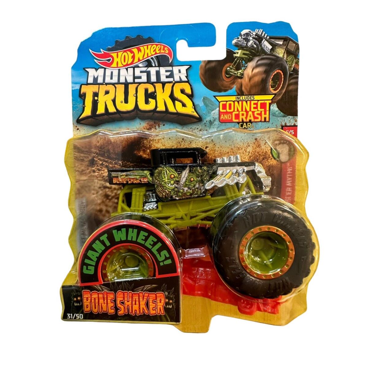 Hot Wheels Monster Trucks 31/50 Bone Shaker with Connect and Crash Car - Multi-Color