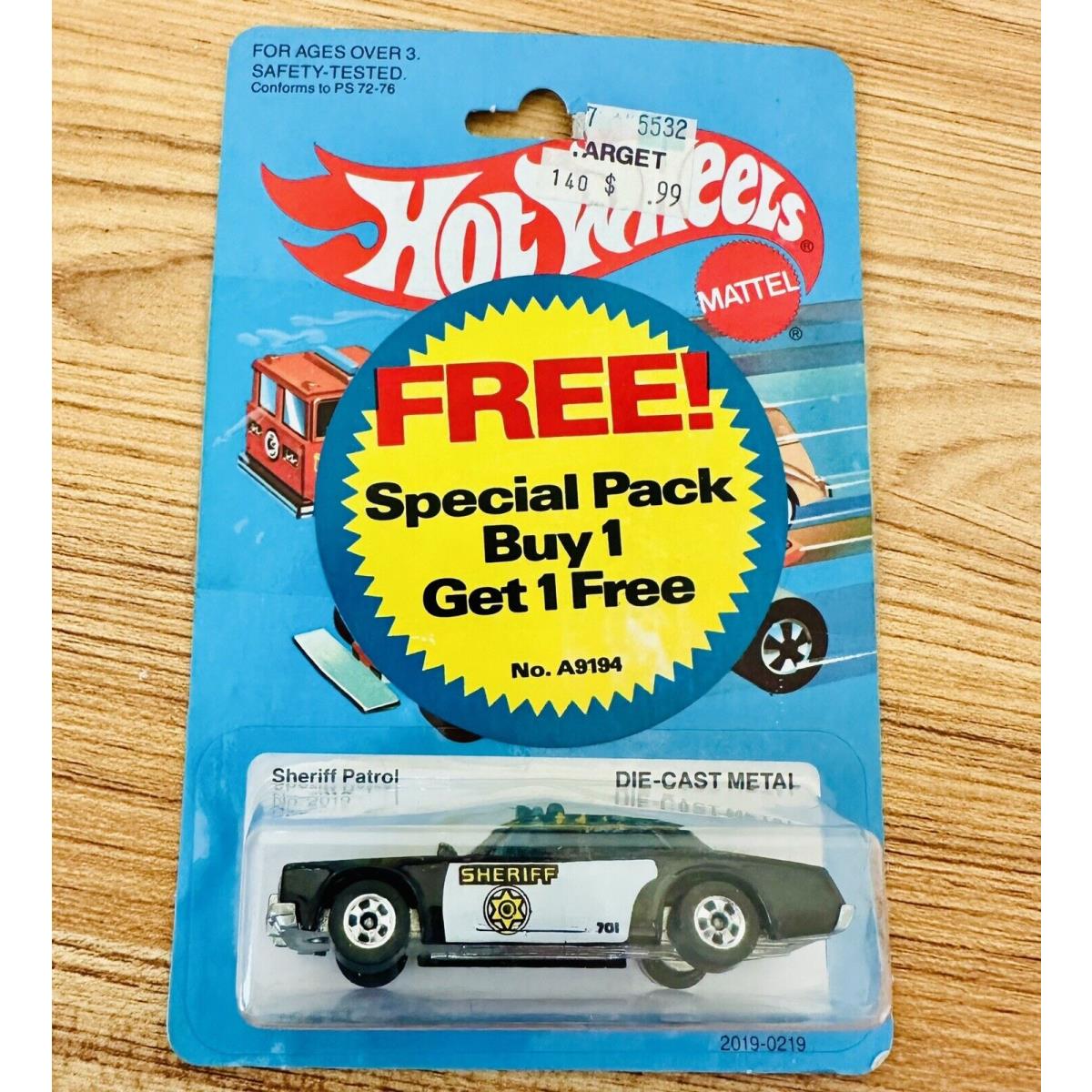 1982 Hot Wheels Sheriff Patrol No. 2019 2019 Blackwall Mint on Card Cop Car