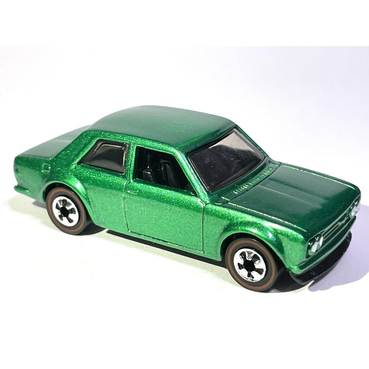 Hot Wheels 71 Datsun 510 Custom Made Redline / Metallic Green Gloss