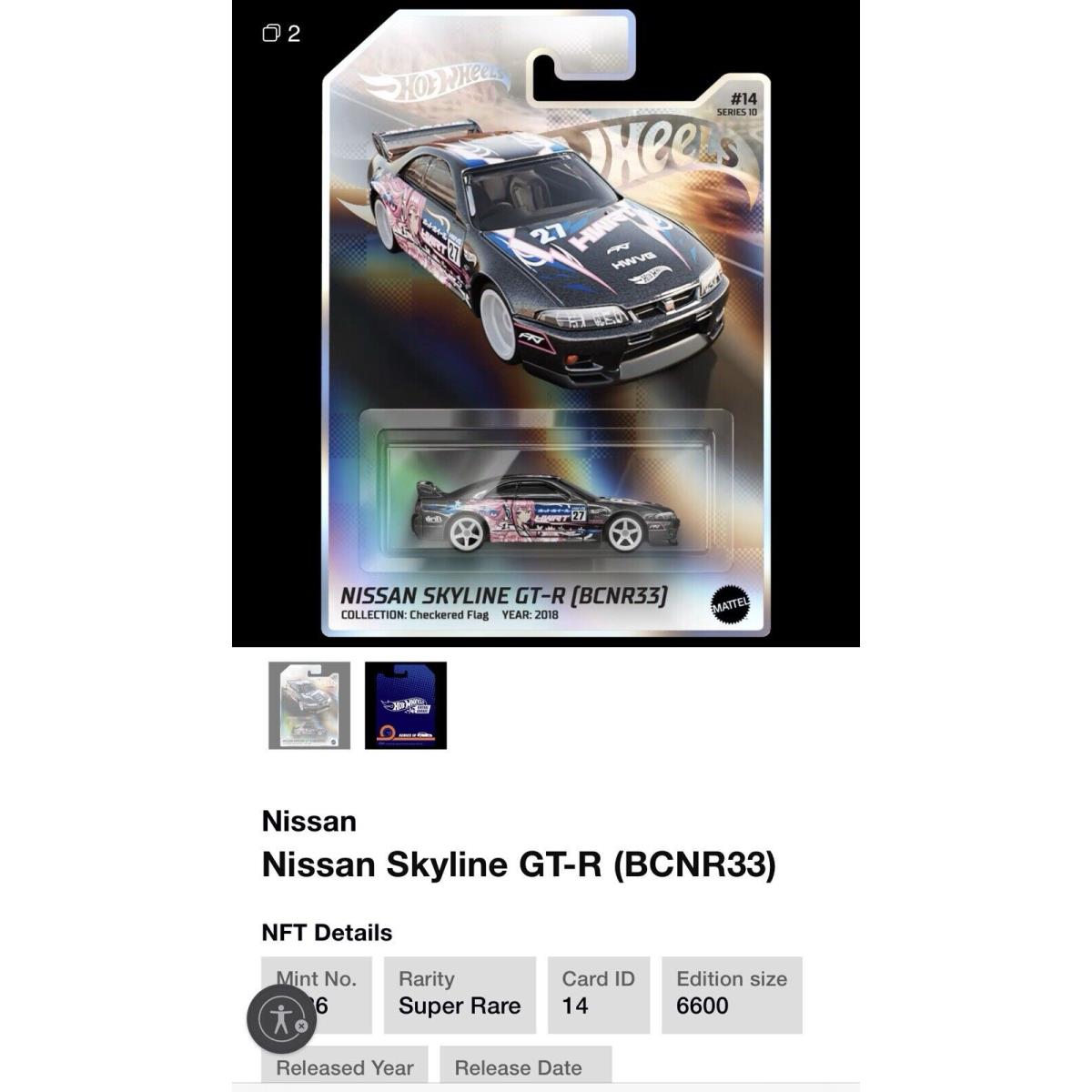 Hot Wheels Premium Series 10 Vnft Physical-nissan Skyline Gtr BNR33--PRE-SALE