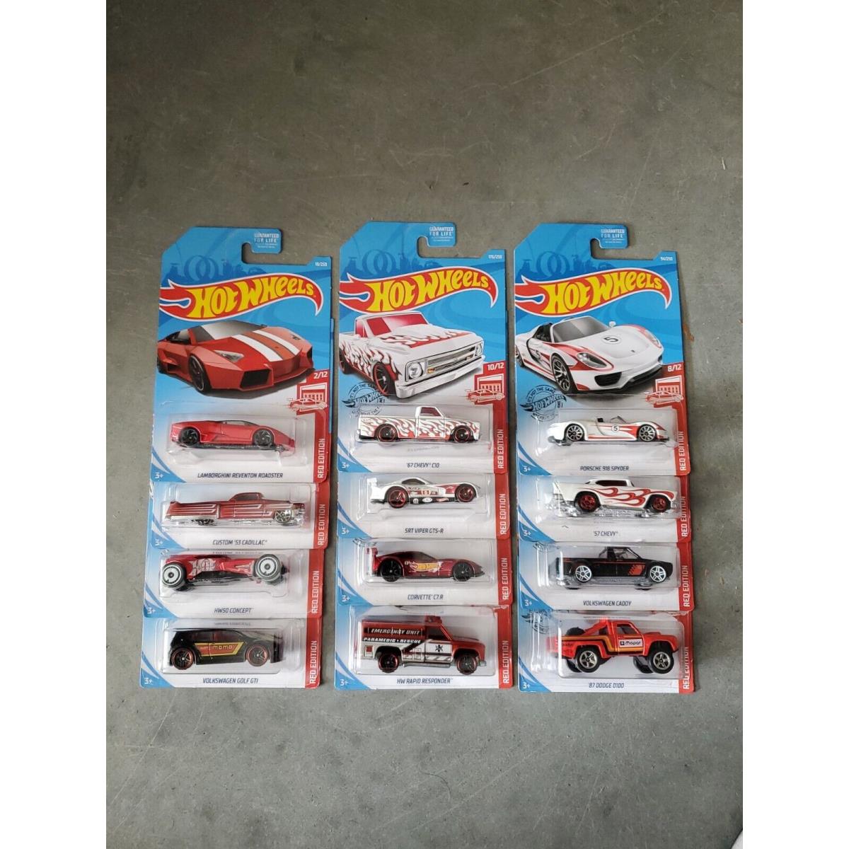 Hot Wheels 2019 Target Red Edition Complete Set 1 Thru 12 - Very Hard to Find