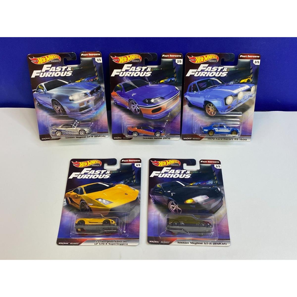 2017 Hot Wheels Premium Fast Furious Fast Imports Complete Set OF 5 Cars