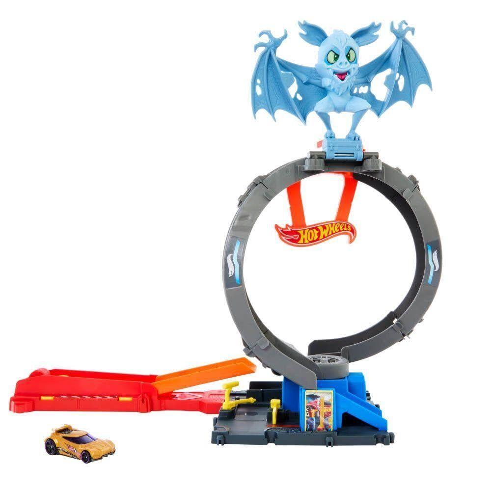 Hot Wheels City Toy Car Track Set Bat Loop Attack with Adjustable Loop