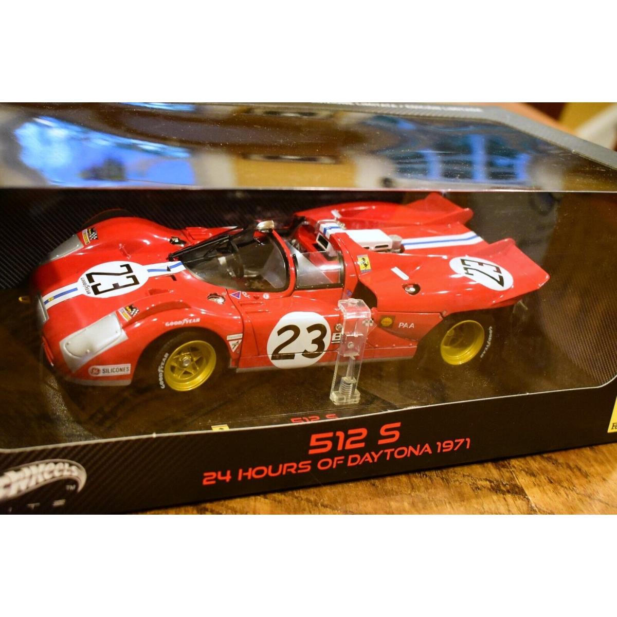 1:18-Hot Wheels Elite 23 Ferrari 512 S 24 Hours Daytona 1971