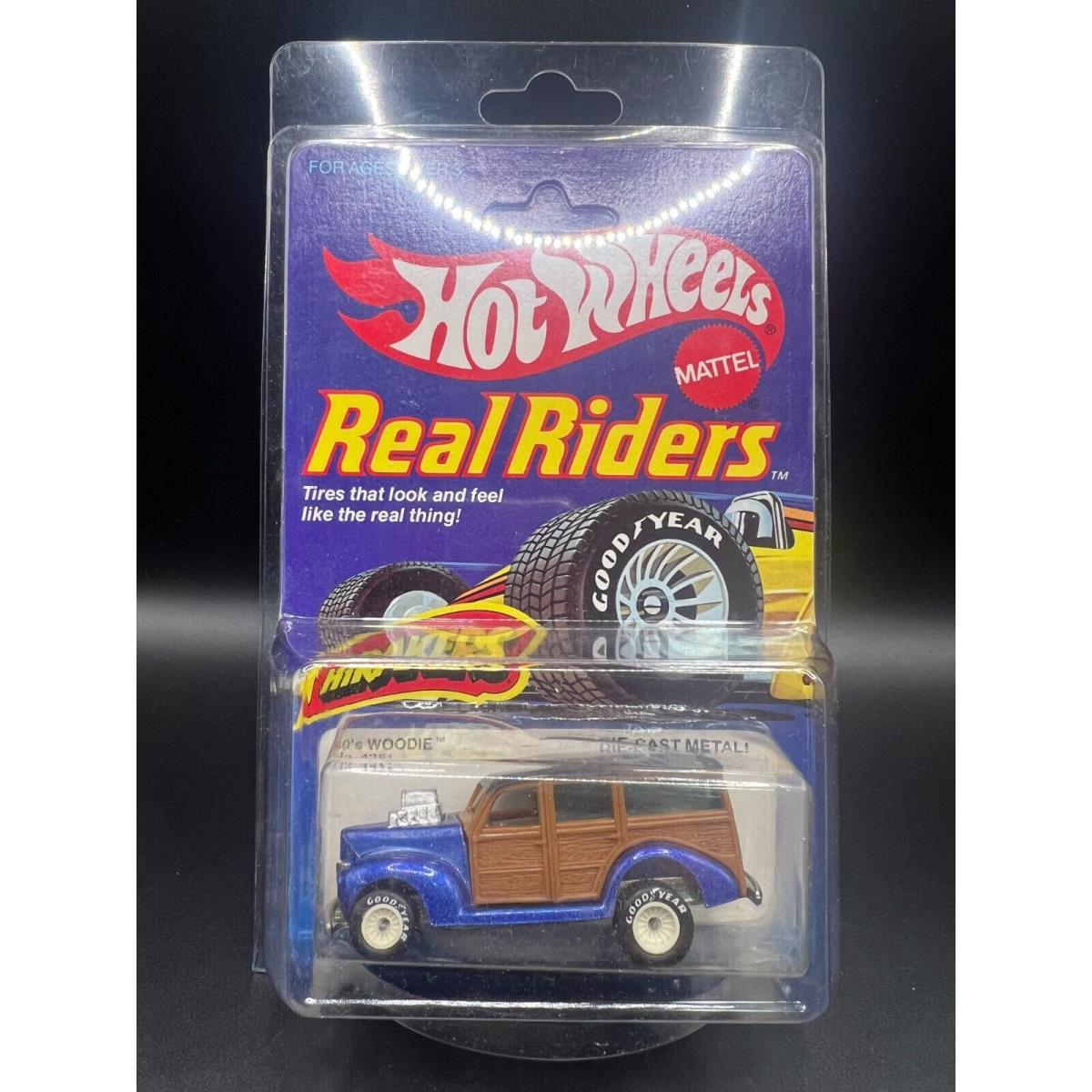 Hot Wheels Vintage 40s Woodie Blue White Hub Real Riders Mip On Card Protetcor