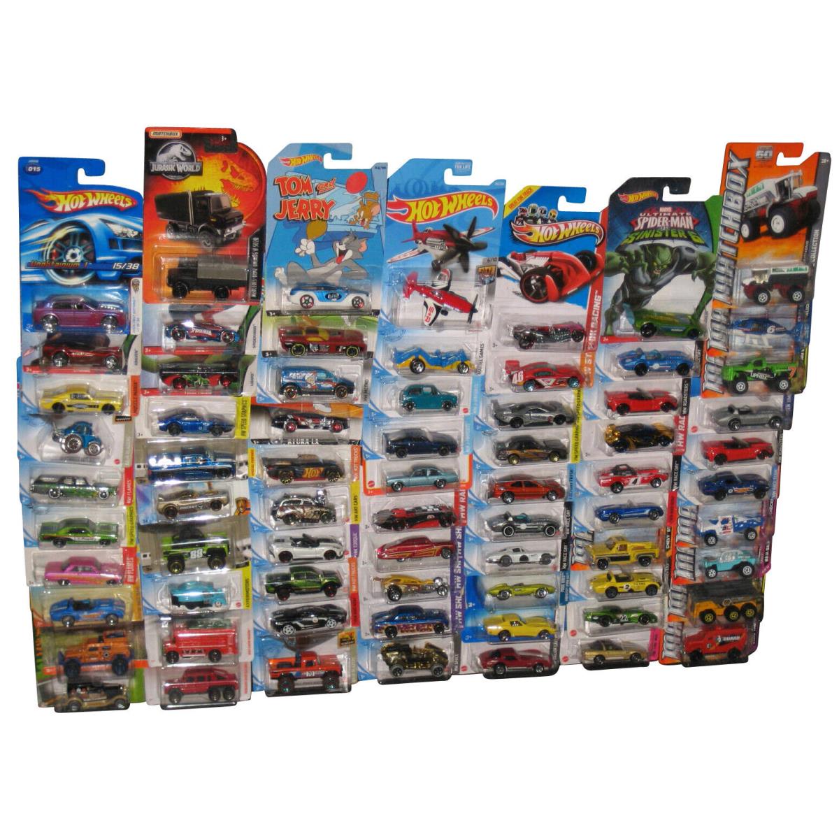 Hot Wheels and Matchbox Mattel Mixed Die Cast Cars -- Lot of 70 Toy Cars