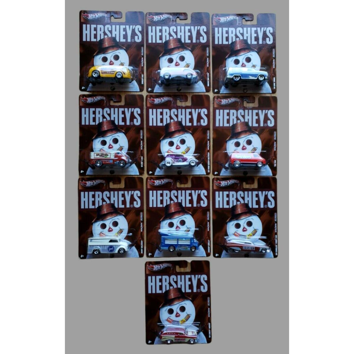 2011 Hot Wheels Hershey`s Complete 10 Car Set Pop Culture Nostalgic Brands 1:64