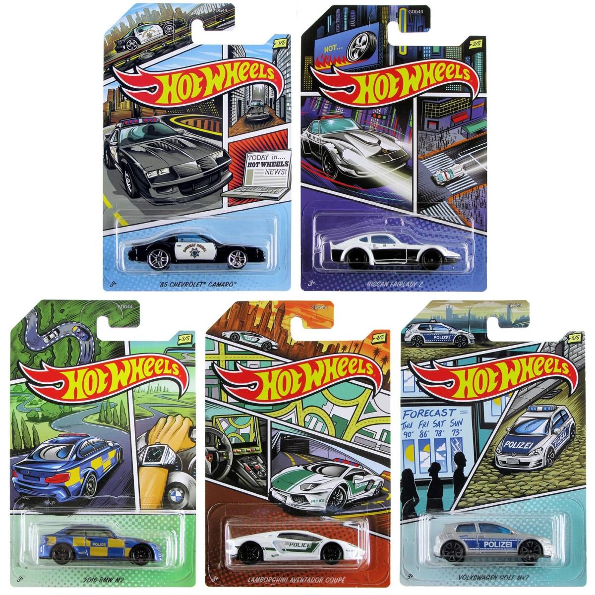 2020 Bundle Set of 5 Police Cars Chevrolet Nissan Bmw Lamborghini Volkswagen