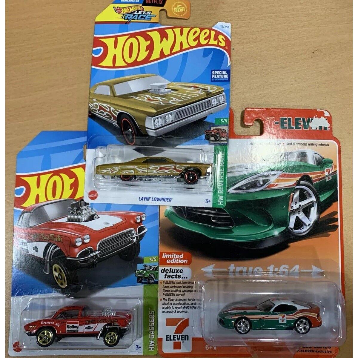 3- Hot Wheels 2012 Dodge Viper Layin Lowrider 62 Corvette Gasser