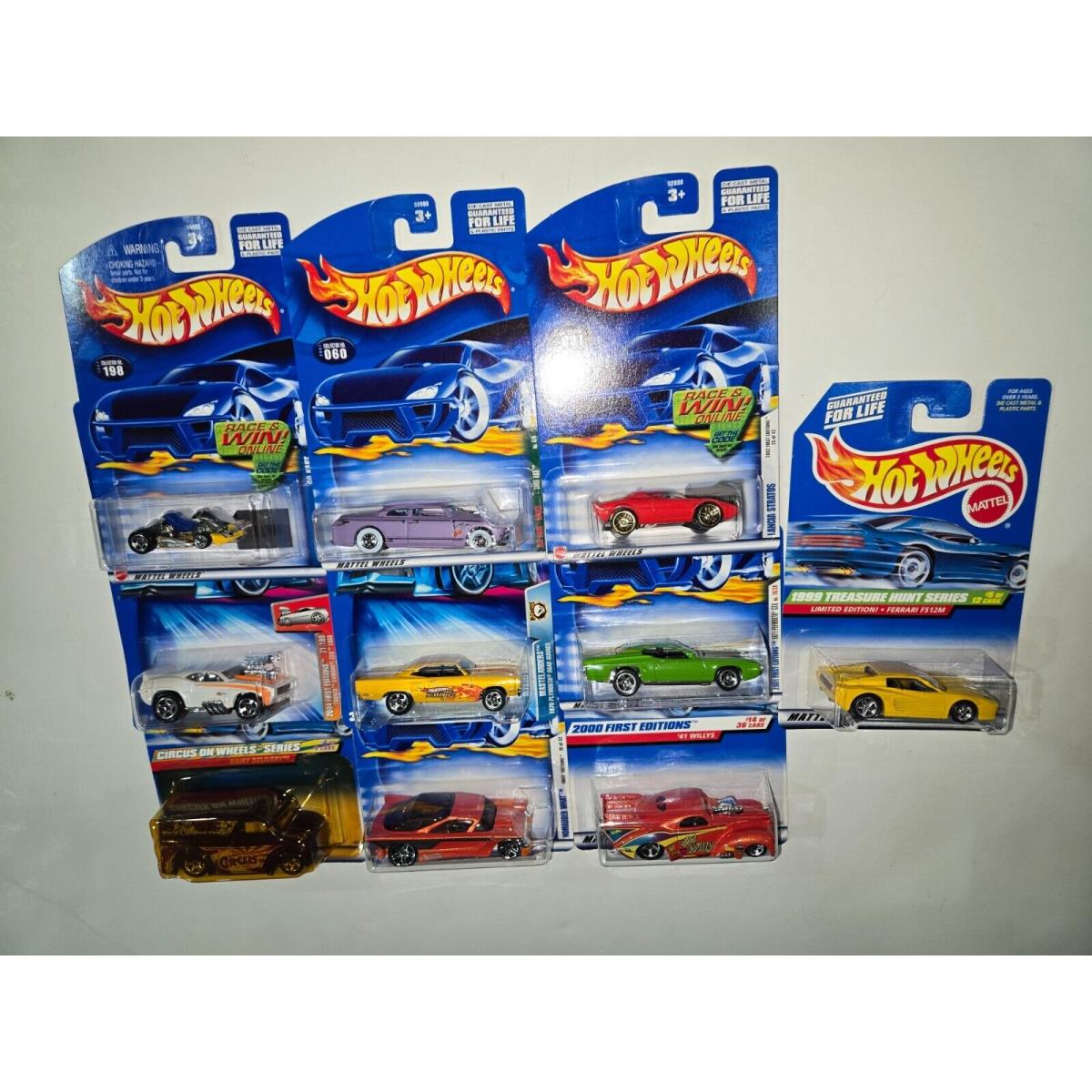 Hot Wheels 1999 Treasure Hunt Ferrari F512M - 933 TH Die-cast Car + 9 More Cars