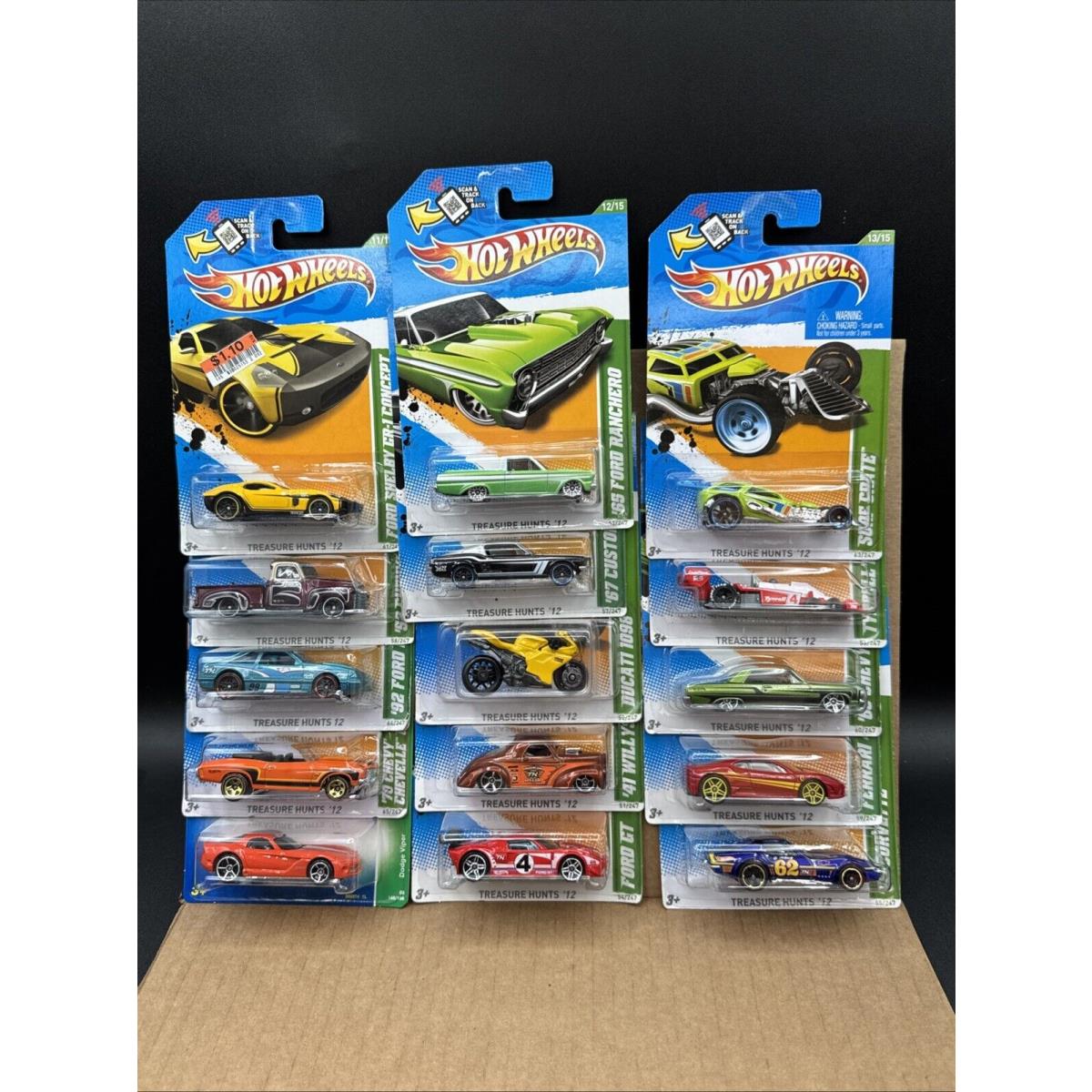 2012 Hot Wheels Complete Regular Treasure Hunt Set x15 Mustang Viper Ferrari +++