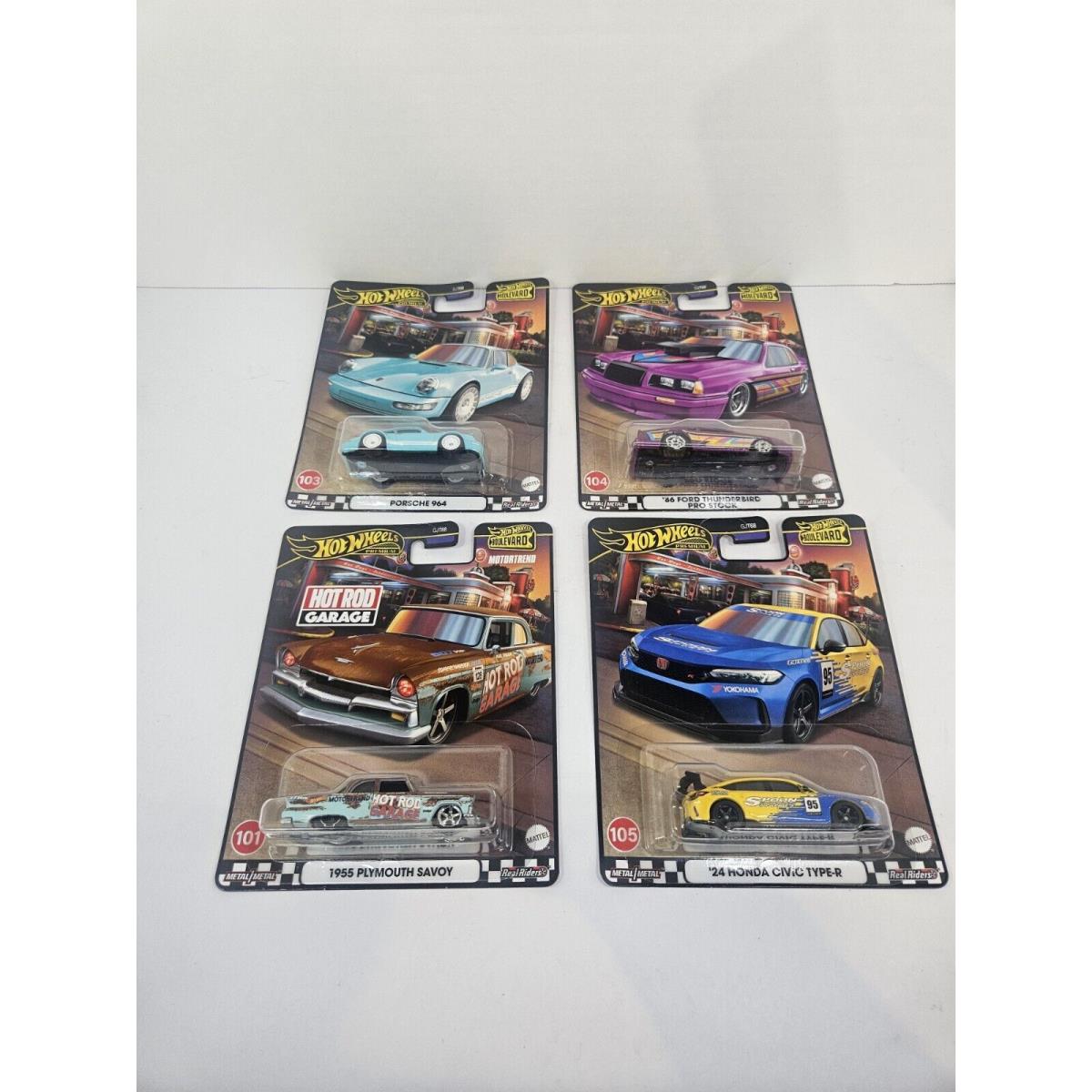 2024 Hot Wheels Premium Serie Boulevard Motortrend Hot Rod Garage Set of 4 Cars