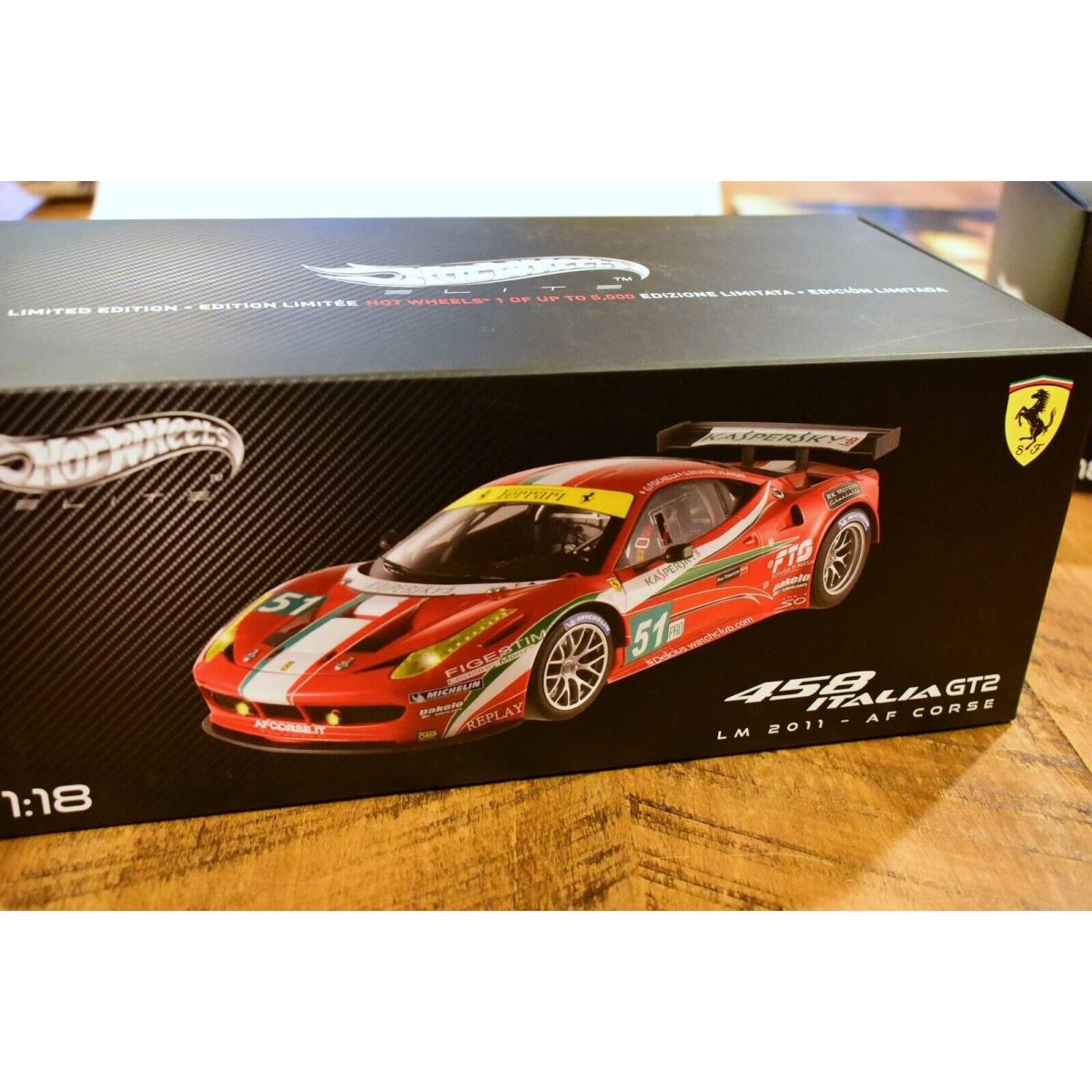 1:18-Hot Wheels Elite Ferrari 458 Italia GT2 Le Mans 2011 AF Corse X5472