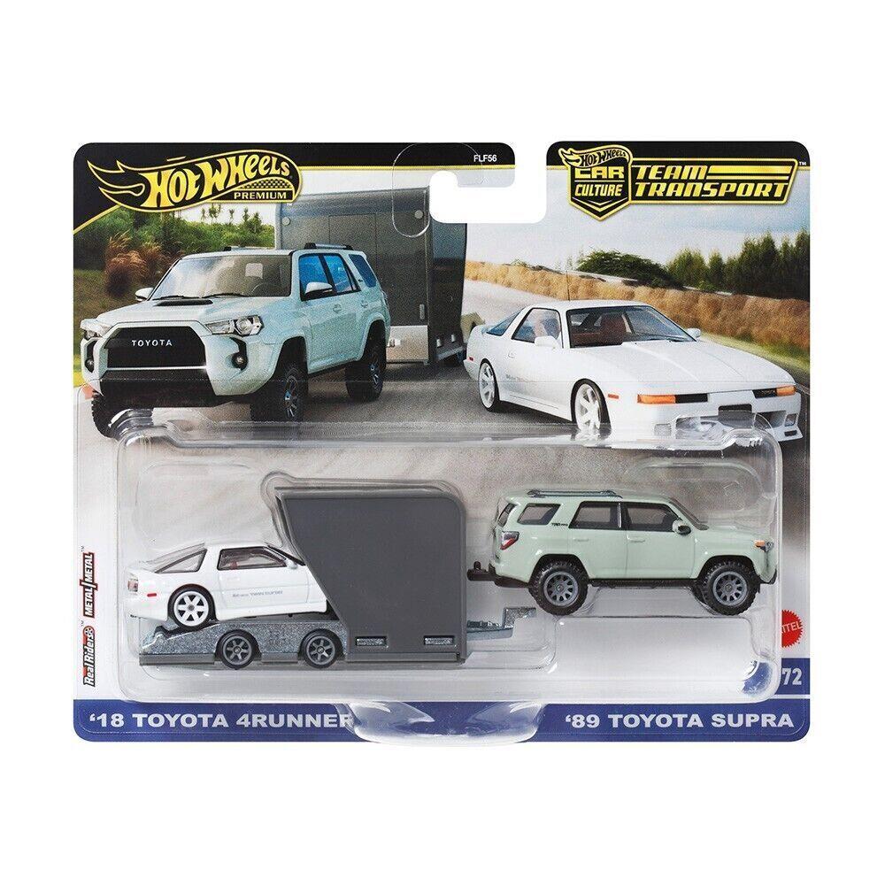 Hot Wheels Team Transport `18 Toyota 4Runner Trd Pro and `89 Toyota Supra - White