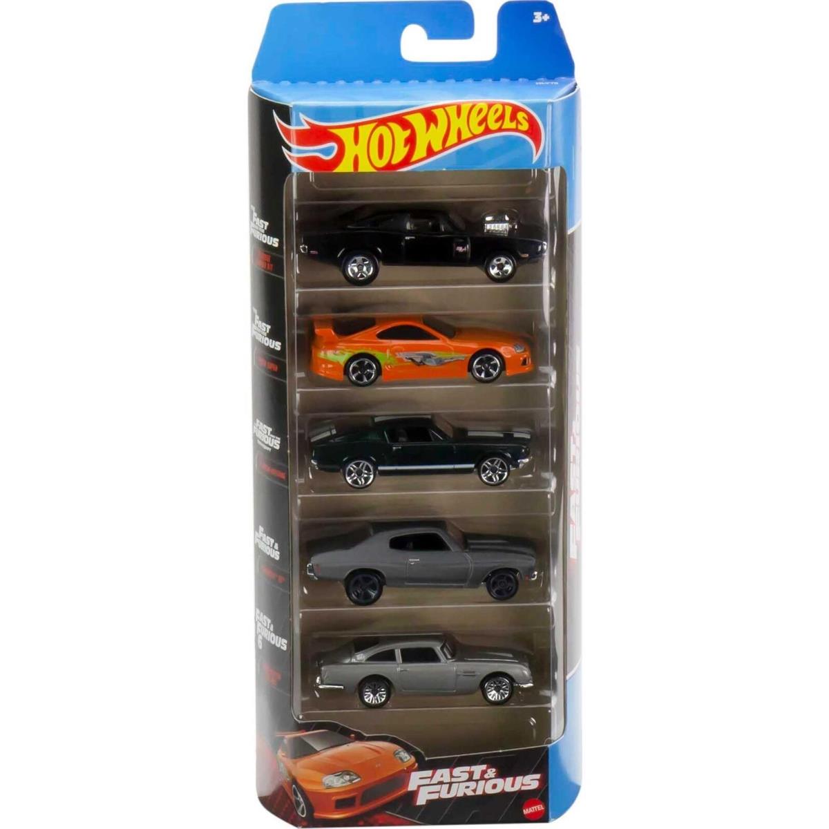 Hot Wheels Fast and Furious 5-Pack of Toy Race and Drift Cars in 1:64 Scale