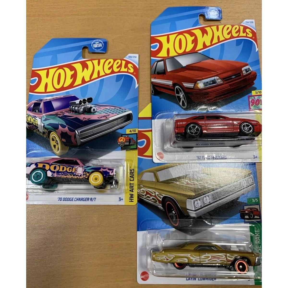 2024 Hot Wheels 70 Dodge Charger R/t Layin Lowrider 92 Ford Mustang