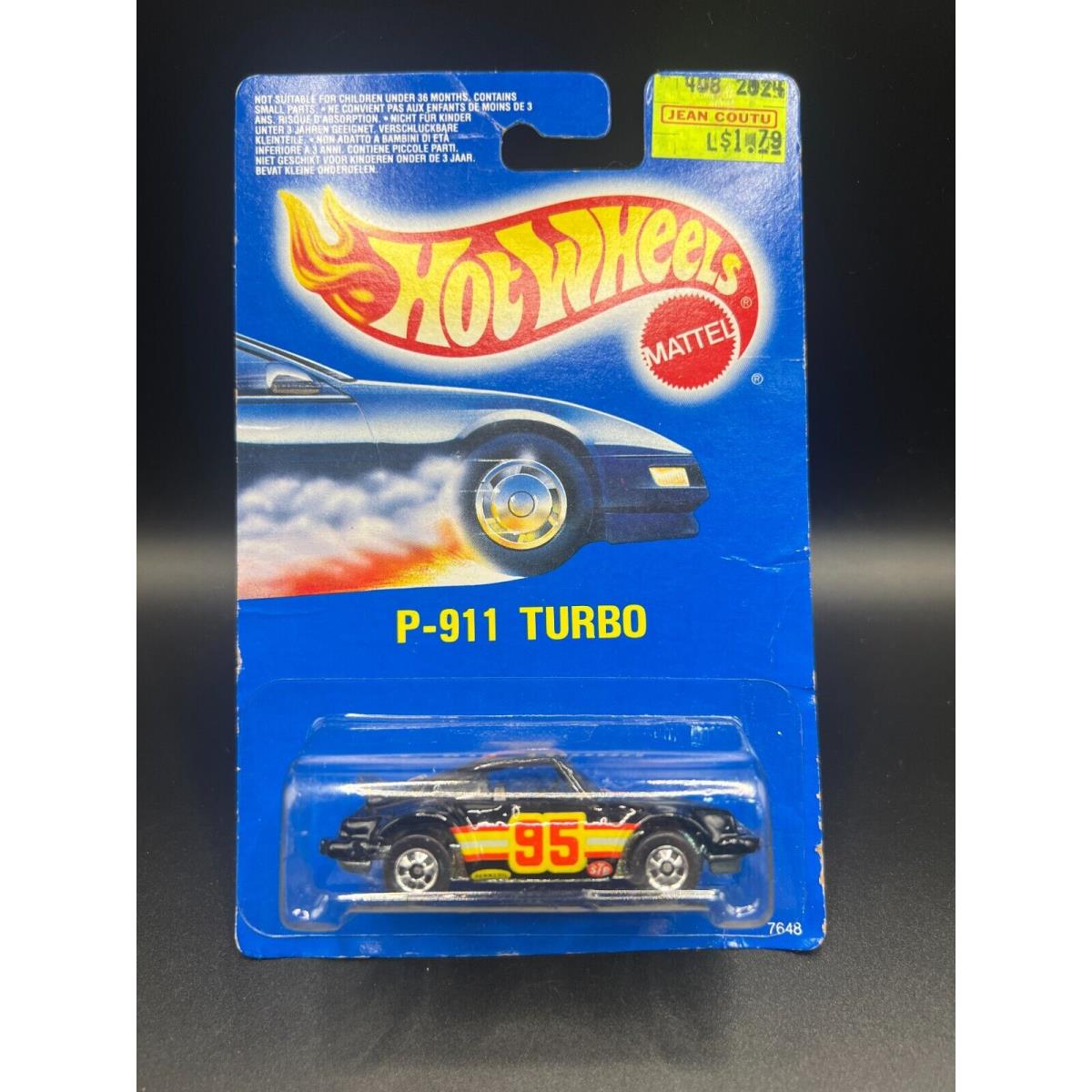 Hot Wheels Porsche P-911 Turbo Black International Blue Card Blackwalls Mip 1991