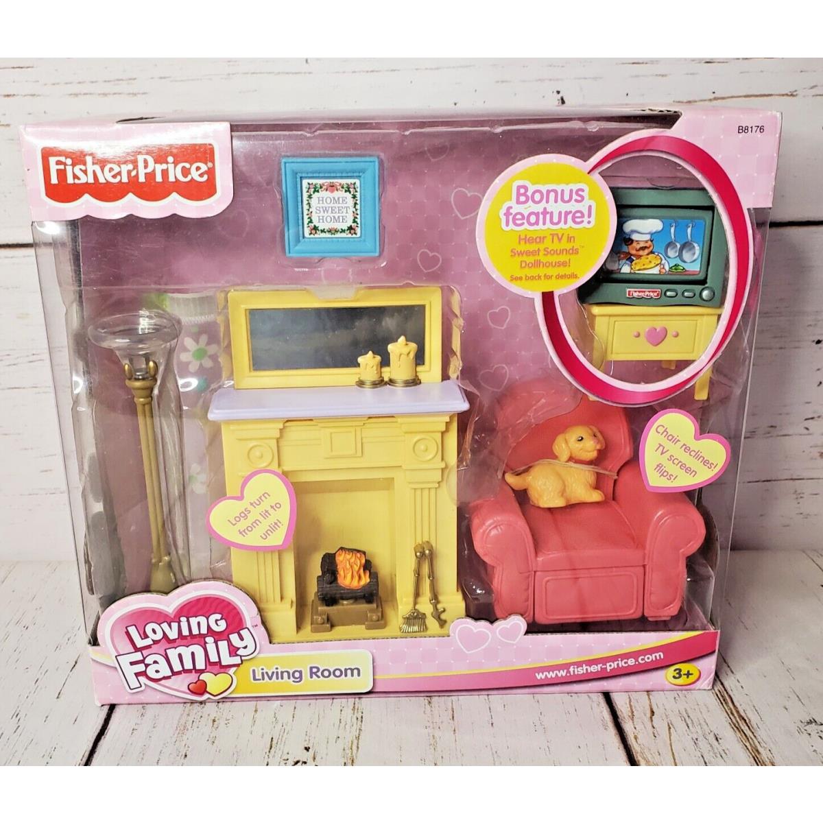 Fisher Price Loving Family Living Room Dollhouse Sweet Sounds TV B8176 2003