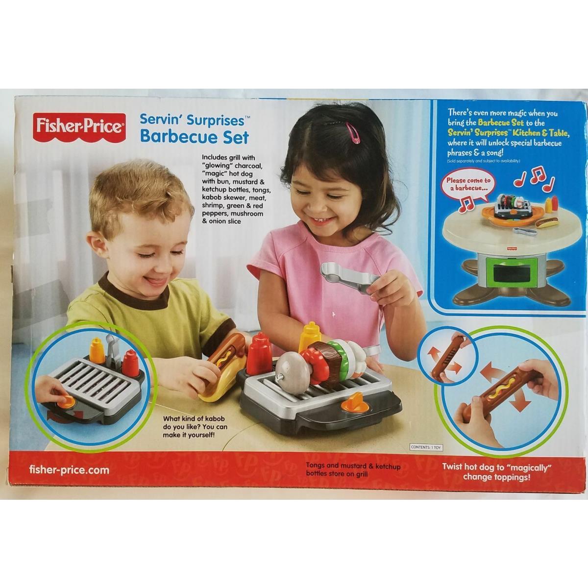 Fisher Price Servin Surprises Serving Fun Food Barbecue Grill Set Kabobs Hot Dog