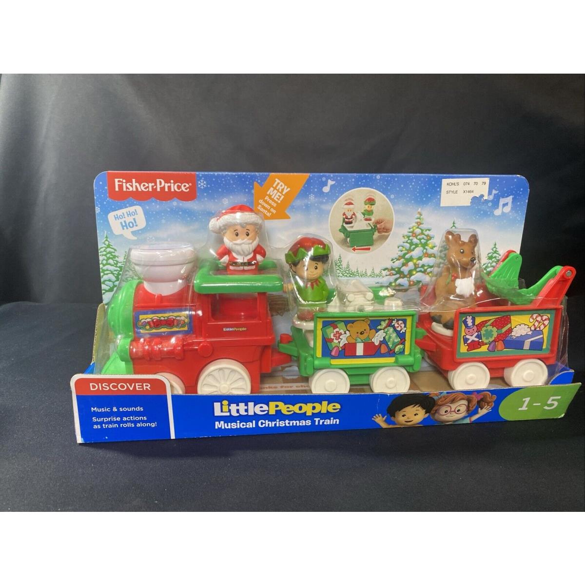 Fisher Price Little People Musical Christmas Train Reindeer Elf Santa Toy