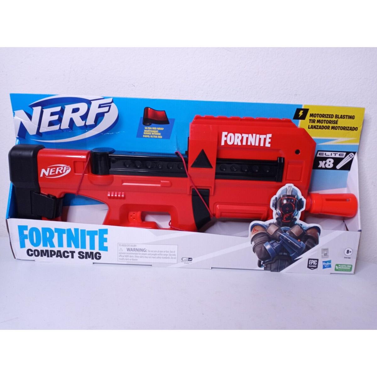 Nerf Fortnite Compact Smg Motorized Dart Blaster Elite X8 Semiauto w/8 Darts