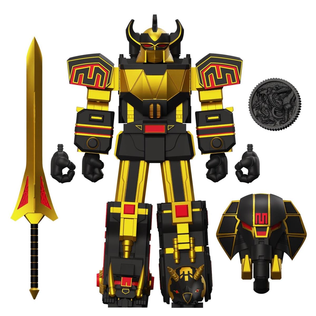 Super7 Mighty Morphin Power Rangers Black and Gold Megazord - 8 in Ultimates Ac