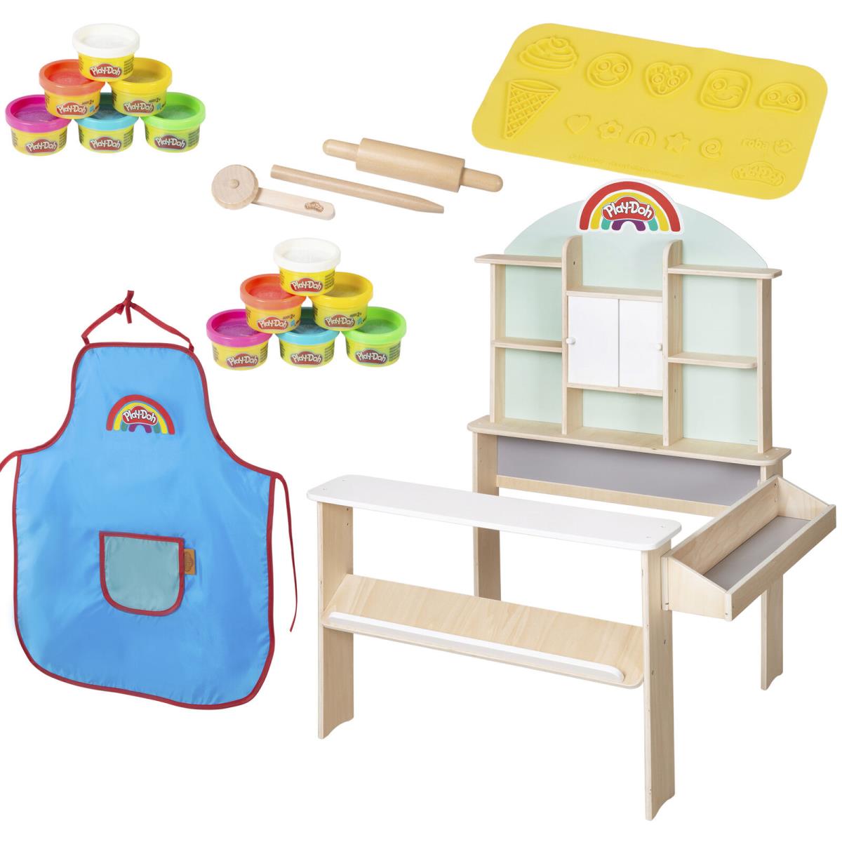 Play-doh All-inclusive Wooden Shop Stand Set with 12 Containers Tools 3+