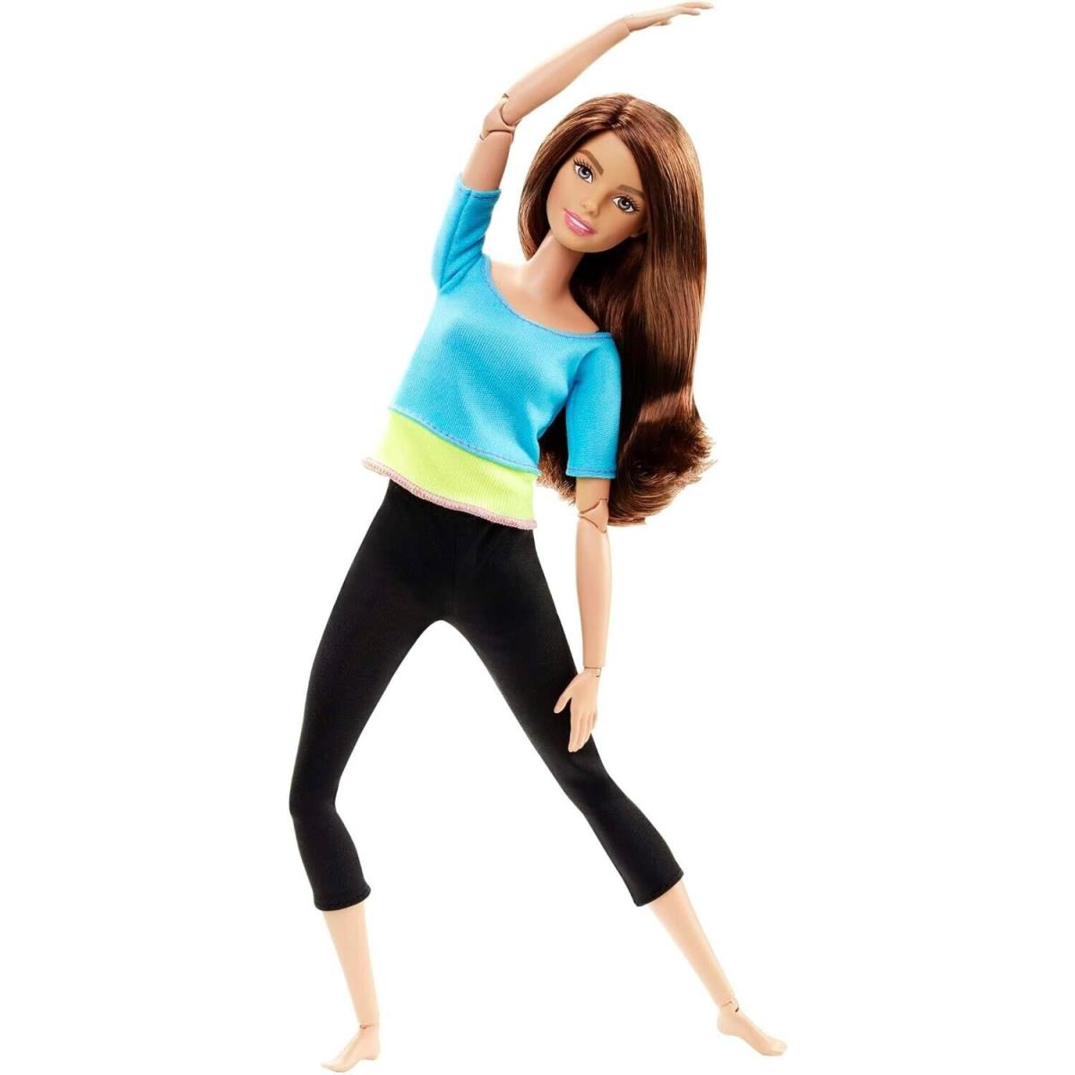 Barbie Made to Move Blue Top Brown Hair Posable Articulated Yoga Doll DJY08