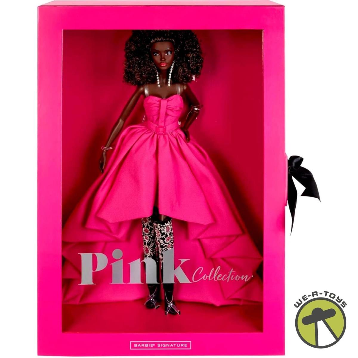 Barbie Pink Collection African American Doll in Long Fuchsia Dress Mattel HBX96