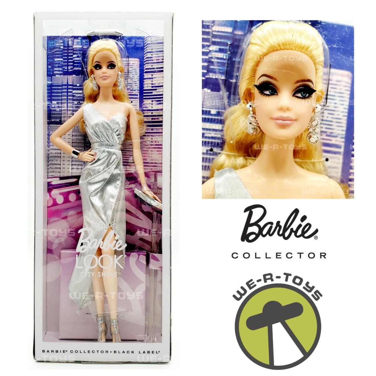 The Barbie Look City Shine Silver Dress Black Label Doll 2014 Mattel CFP35