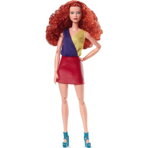 Barbie Looks Doll Curly Red Hair Color Block Outfit W Miniskirt Style Pose