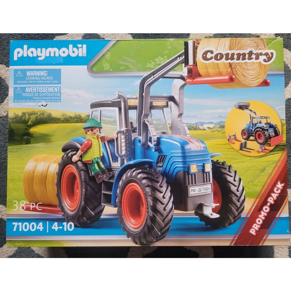 Playmobil Country Promo Pack 71004 Blue Farm Tractor Hay Bale