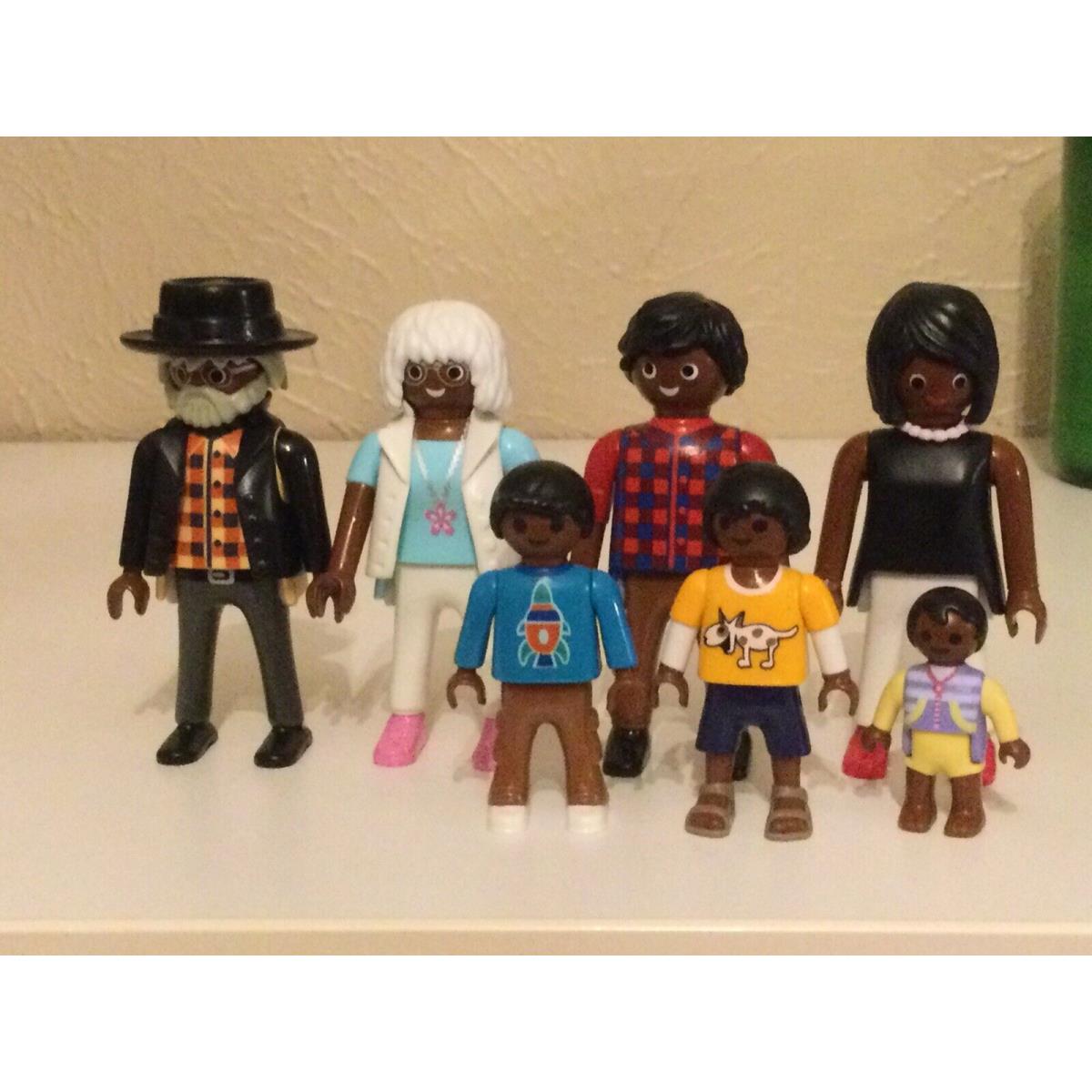 Playmobil Custom Figure Set African American Family Old Young Couple Baby Kids