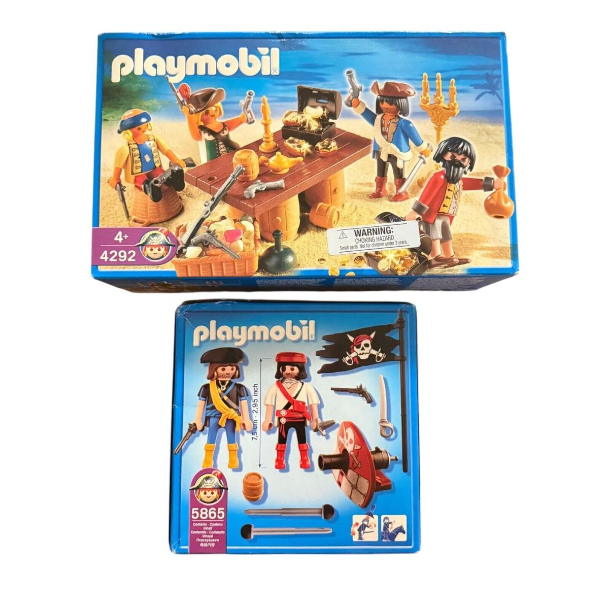 Playmobil 4292 Pirate Gang w Booty Treasure Pirate Cannon 5865 Set Toys