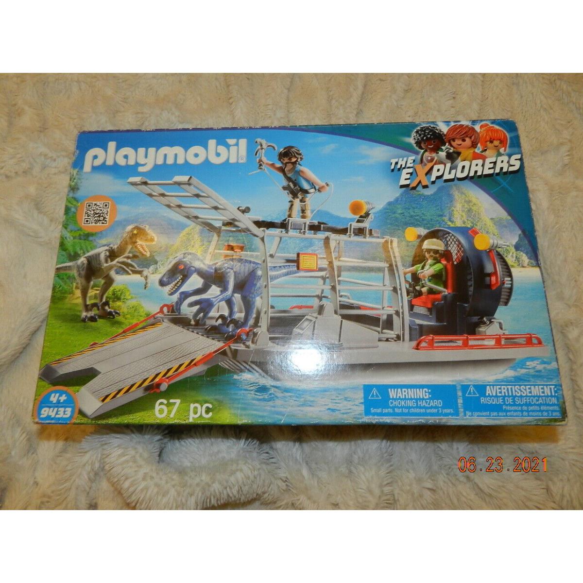 Brand-new Playmobil The Explorers 9433- Propeller Boat w/ Dino Cage - 67 Pcs