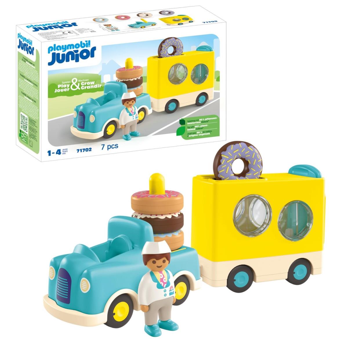 Playmobil 71702 Junior: Crazy Donut Truck with Stacking and Sorting Feature Edu