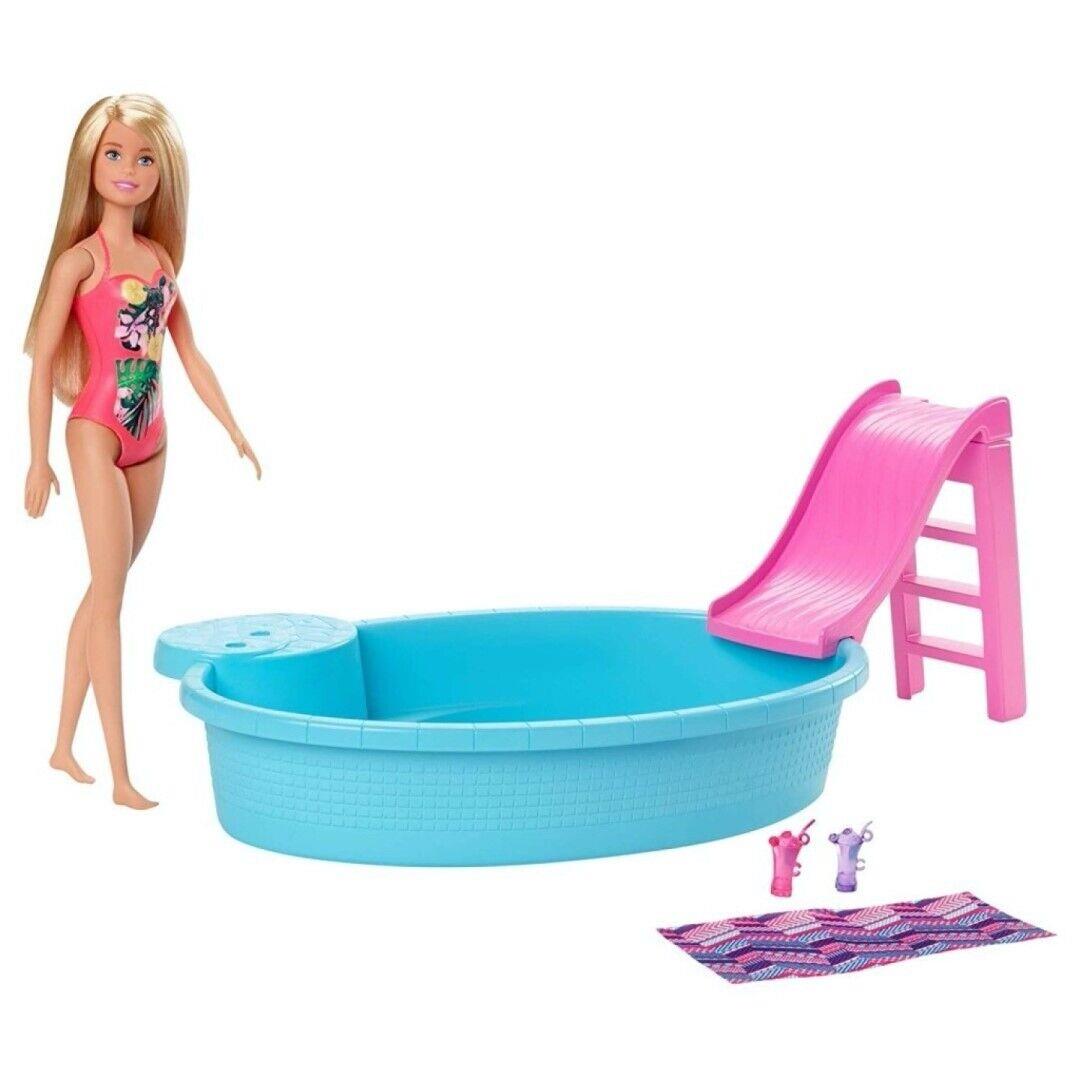 Mattel Barbie Doll Blonde and Pool with Slide GHL91