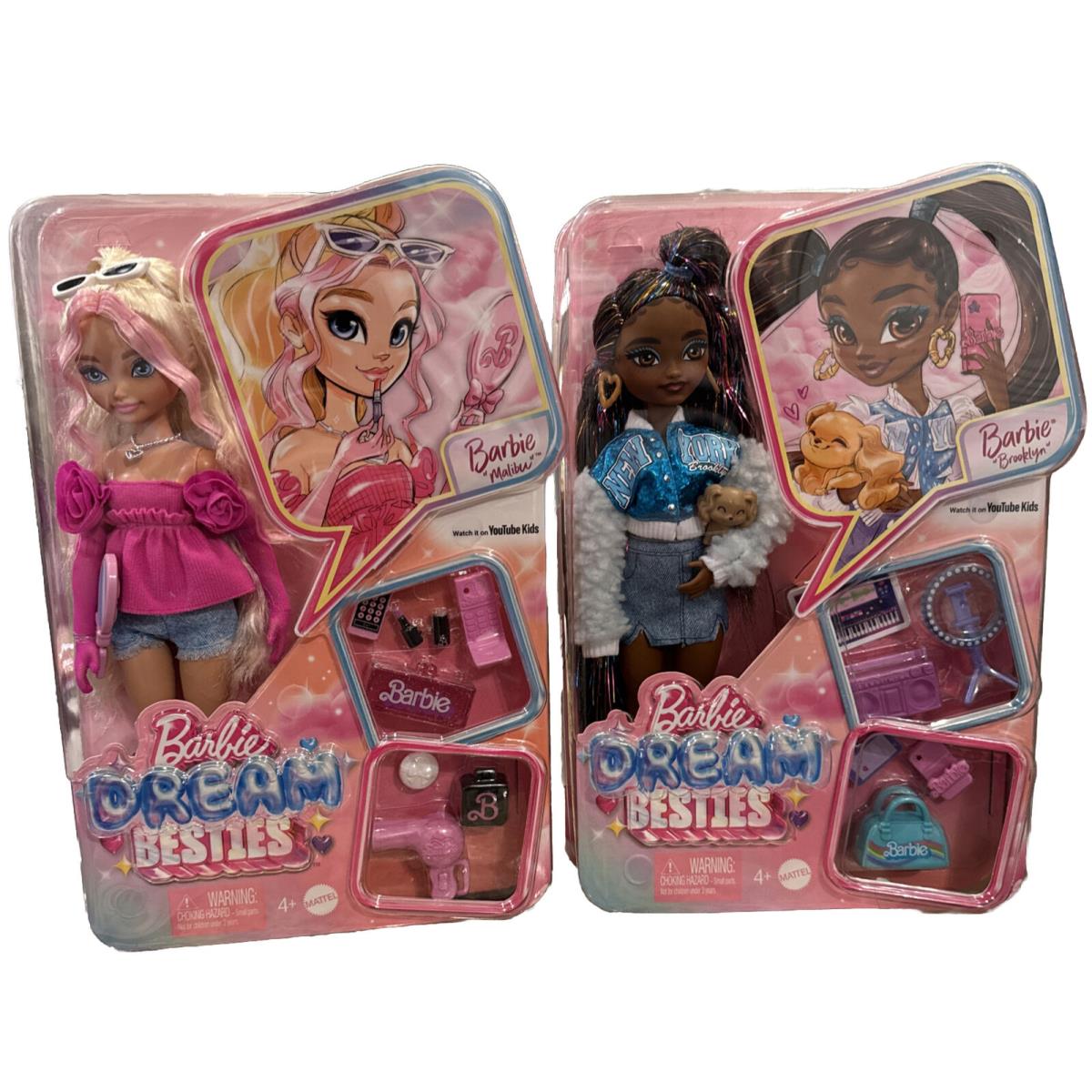 2x 2024 Barbie Dream Besties Barbie Brooklyn Malibu 11 Fashion Dolls