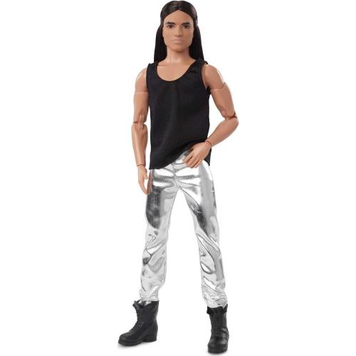 Signature Barbie Looks 9 Ken Doll Long Brunette Hair Metallic Pants Boots